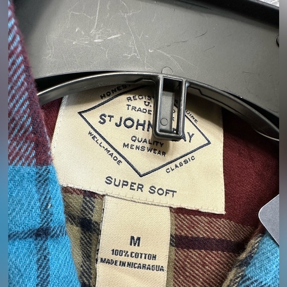 St Johns Bay Men’s Burguny Multi Plaid Button Down Flannel Shirt NWT Siz… - Picture 4 of 8